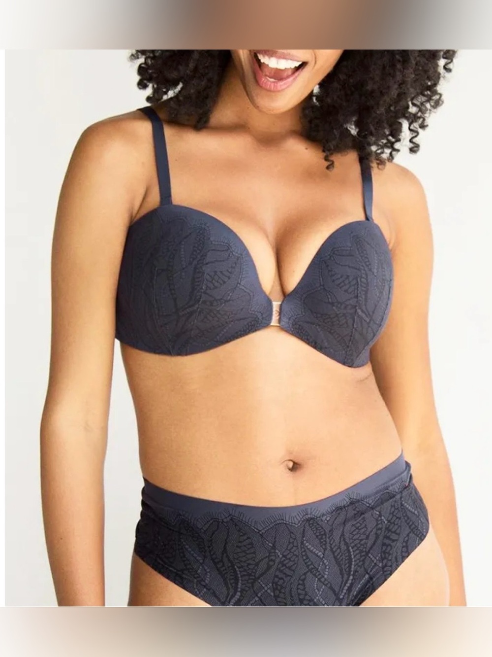 Evelyn & Bobbie Smooth Lace Bustier Bra Dark Gray Size 2 NWT